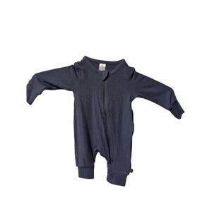 Modern Moments by Gerber Newborn Blue Ribbed Zip Front Romper Viscose